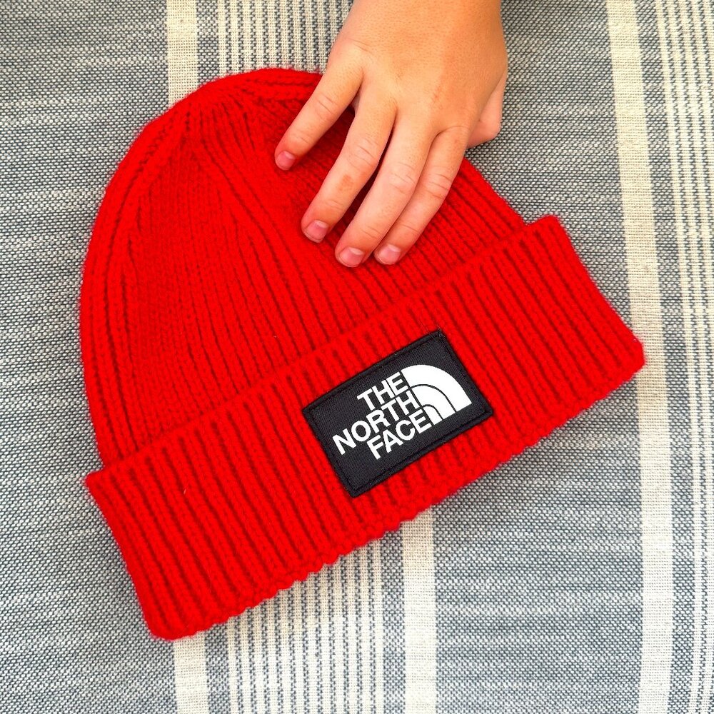 Bright Red North Face Kids Beanie